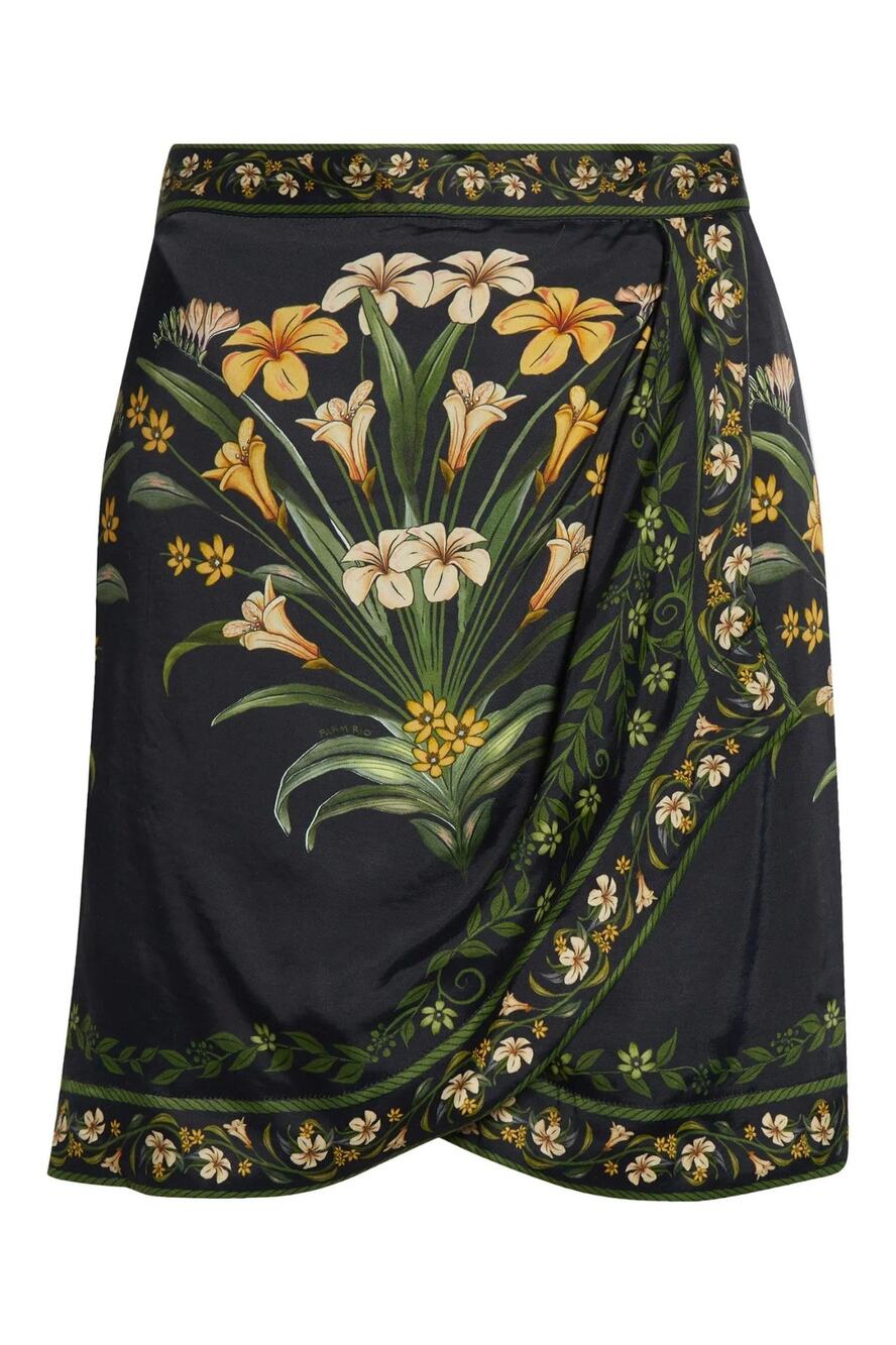 Farm Rio Flowers Arch Wrap Front Mini Skirt - M